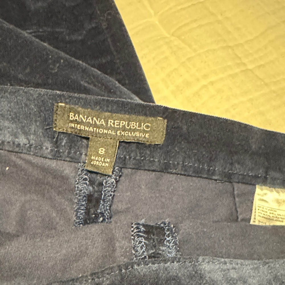 Banana Republic Midnight Blue velvet pants. Size 8, slim fit.